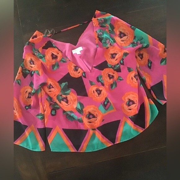Bisou Bisou Floral Oversized Blouse XS - Picture 1 of 6